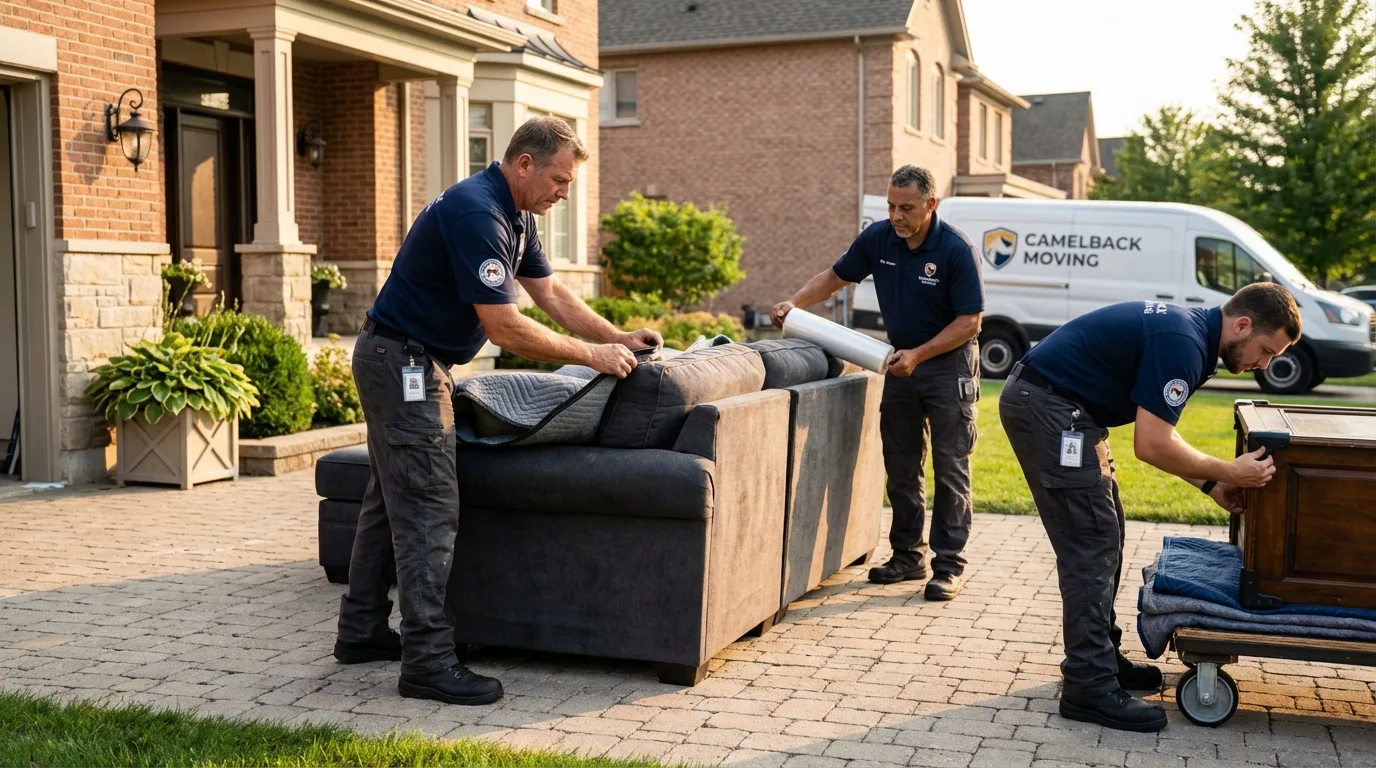 Large estate moving crew wrapping furniture in Eagle Point, OR