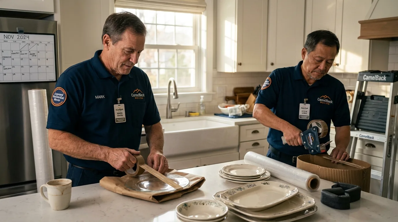 Professional crew packing kitchen dishware in Eagle Point, OR